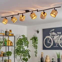 Lampes En Tissu-hofstein Ramila Plafonnier Noir, 6 lumières