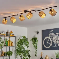 Lampes En Tissu-hofstein Ramila Plafonnier Noir, 6 lumières