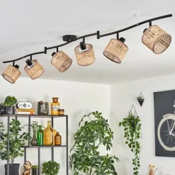Lampes En Tissu-hofstein Ramila Plafonnier Noir, 6 lumières