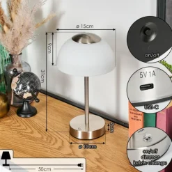 hofstein Rands Lampe à poser LED Nickel mat, 1 lumière