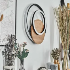 Luminaires Scandinaves-hofstein Rapoila Applique murale LED Couleur bois, Noir, 1 lumière