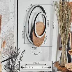 Luminaires Scandinaves-hofstein Rapoila Applique murale LED Couleur bois, Noir, 1 lumière