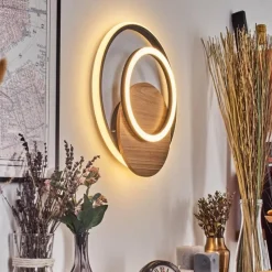 Luminaires Scandinaves-hofstein Rapoila Applique murale LED Couleur bois, Noir, 1 lumière