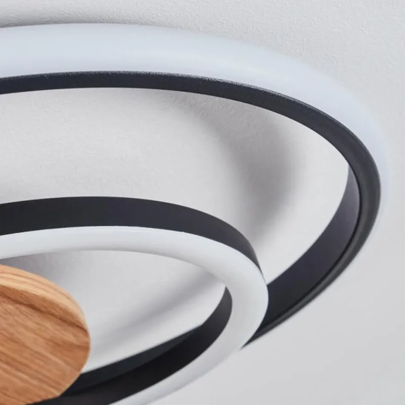 Luminaires Scandinaves-hofstein Rapoila Plafonnier LED Couleur bois, Noir, 1 lumière