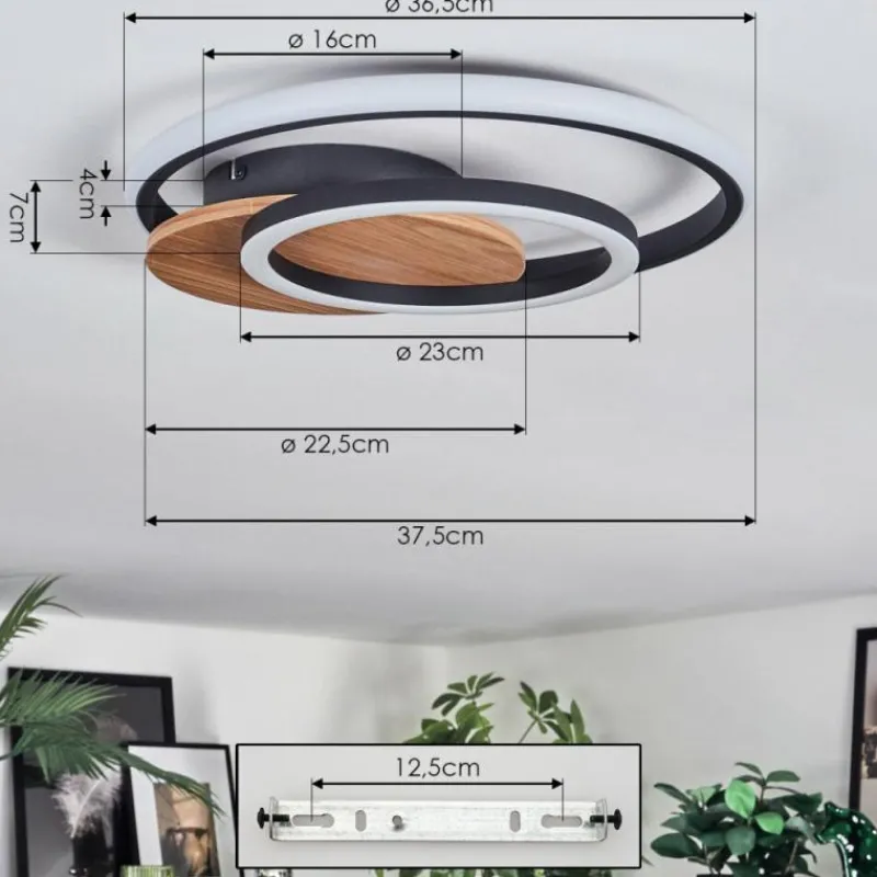 Luminaires Scandinaves-hofstein Rapoila Plafonnier LED Couleur bois, Noir, 1 lumière