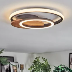 Luminaires Scandinaves-hofstein Rapoila Plafonnier LED Couleur bois, Noir, 1 lumière