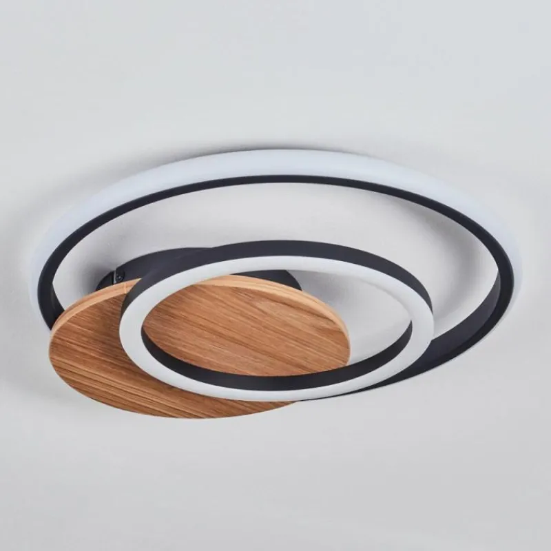 Luminaires Scandinaves-hofstein Rapoila Plafonnier LED Couleur bois, Noir, 1 lumière