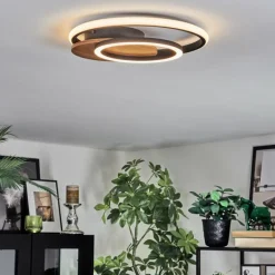 Luminaires Scandinaves-hofstein Rapoila Plafonnier LED Couleur bois, Noir, 1 lumière