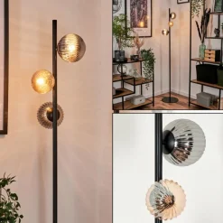 hofstein Remaisnil Lampadaire Ambre, Fumé, 3 lumières