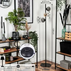 hofstein Remaisnil Lampadaire Ambre, Fumé, 3 lumières