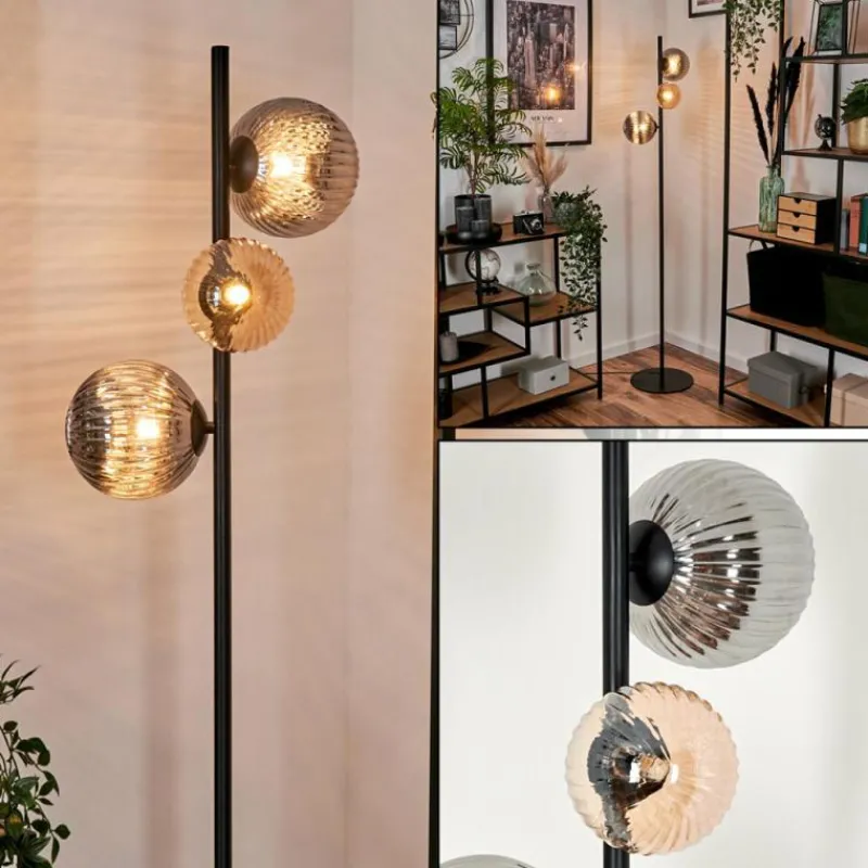 hofstein Remaisnil Lampadaire Ambre, Fumé, 3 lumières