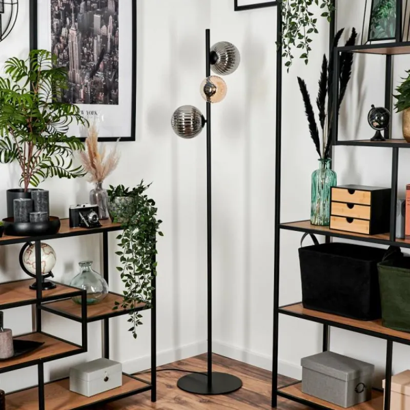 hofstein Remaisnil Lampadaire Ambre, Fumé, 3 lumières