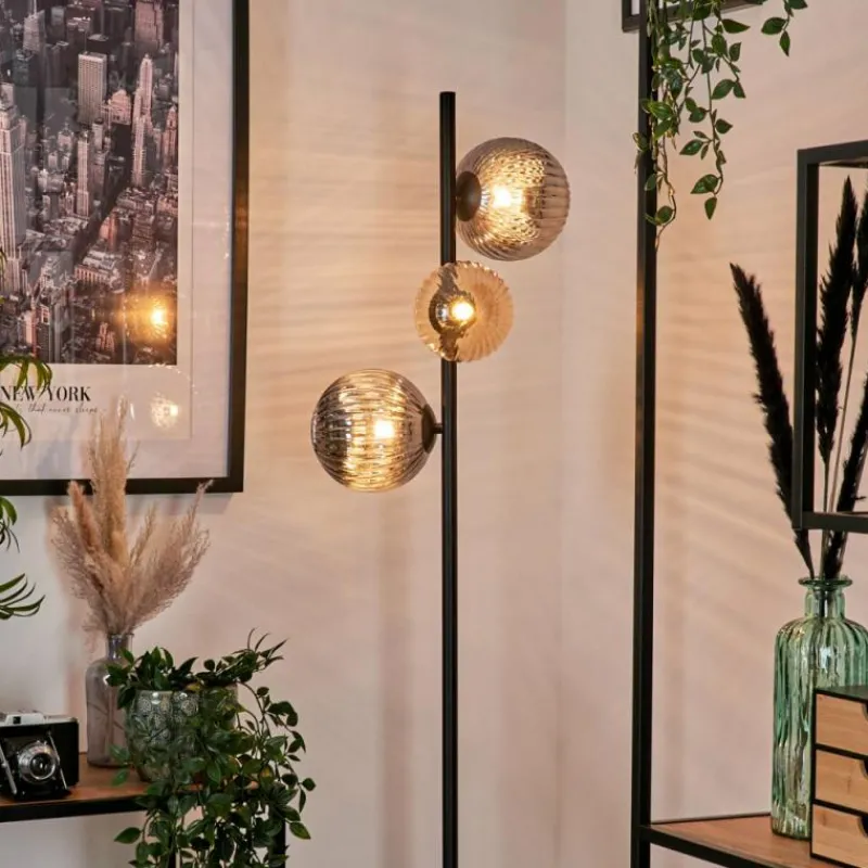 hofstein Remaisnil Lampadaire Ambre, Fumé, 3 lumières