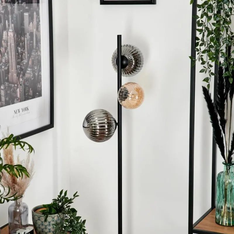 hofstein Remaisnil Lampadaire Ambre, Fumé, 3 lumières