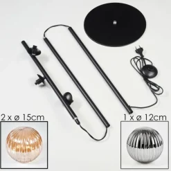 hofstein Remaisnil Lampadaire Noir, 3 lumières