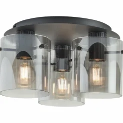 Luminaires Brilliant Riffelini Plafonnier Noir, 3 lumières