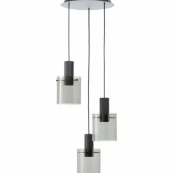 Luminaires Brilliant Riffelini Suspension Noir, 3 lumières