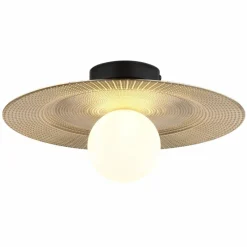 Lampes Dorées-Luminaires Globo Lighting Riga Plafonnier Noir, 1 lumière