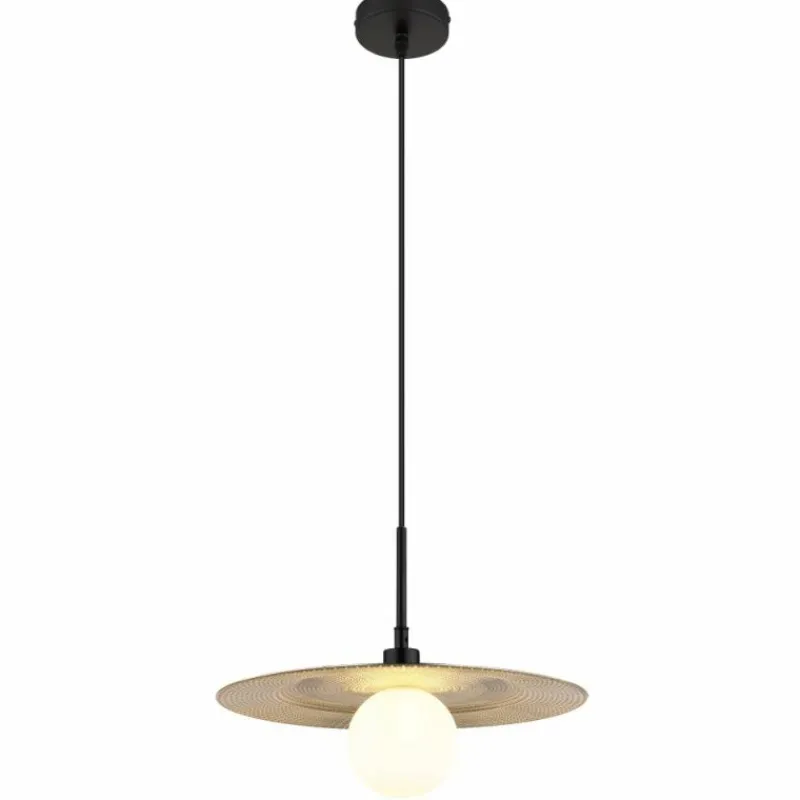 Lampes Dorées-Luminaires Globo Lighting Riga Suspension Noir, 1 lumière