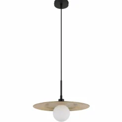 Lampes Dorées-Luminaires Globo Lighting Riga Suspension Noir, 1 lumière