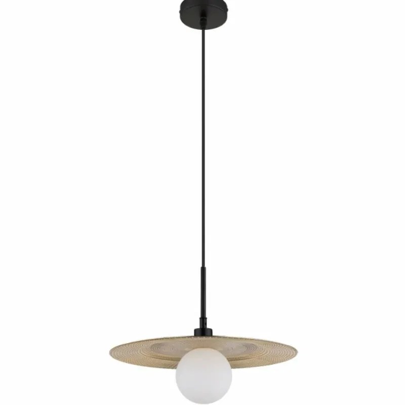 Lampes Dorées-Luminaires Globo Lighting Riga Suspension Noir, 1 lumière