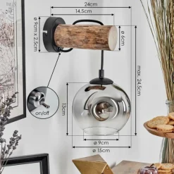 hofstein Ripoll Applique murale Écru, Noir, 1 lumière