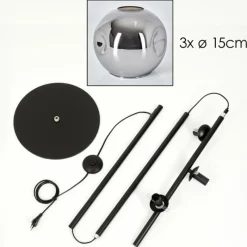 hofstein Ripoll Lampadaire Chrome, Fumé, 3 lumières