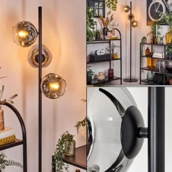 hofstein Ripoll Lampadaire Chrome, Clair, Fumé, 3 lumières