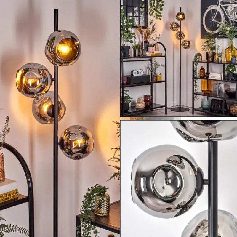 Suspension Verre Fumé-hofstein Ripoll Lampadaire Chrome, Fumé, 4 lumières