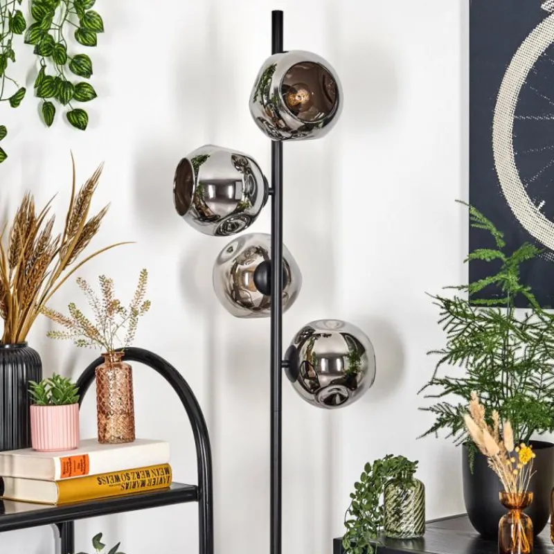 Suspension Verre Fumé-hofstein Ripoll Lampadaire Chrome, Fumé, 4 lumières