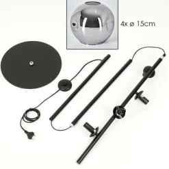 Suspension Verre Fumé-hofstein Ripoll Lampadaire Chrome, Fumé, 4 lumières