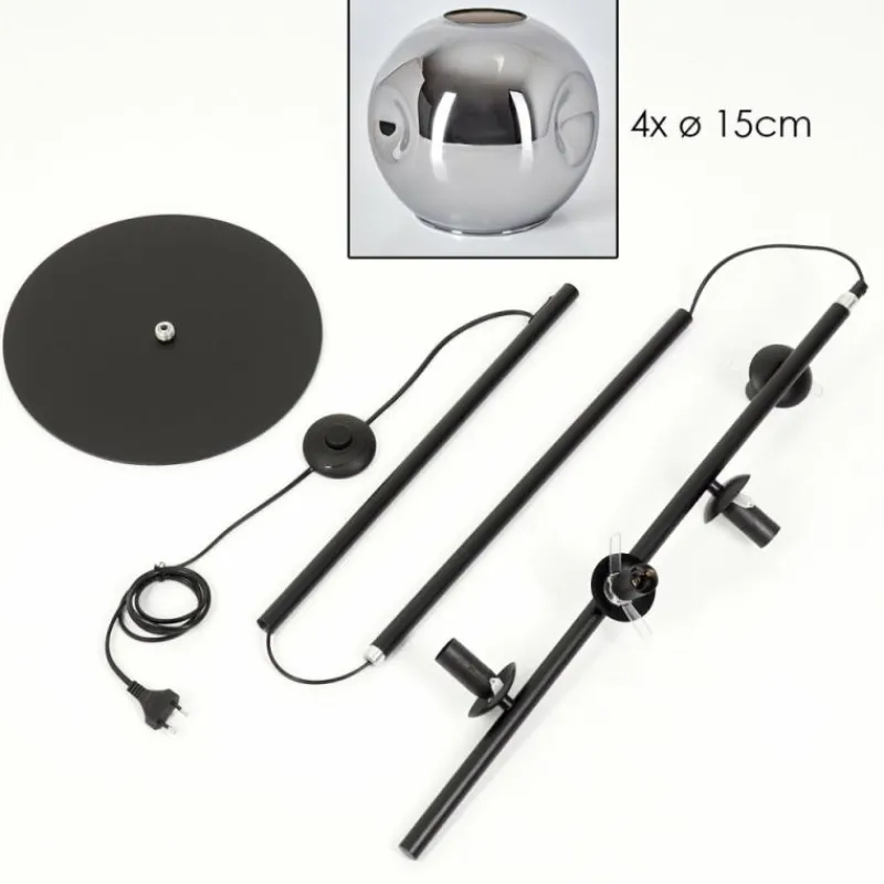 Suspension Verre Fumé-hofstein Ripoll Lampadaire Chrome, Fumé, 4 lumières