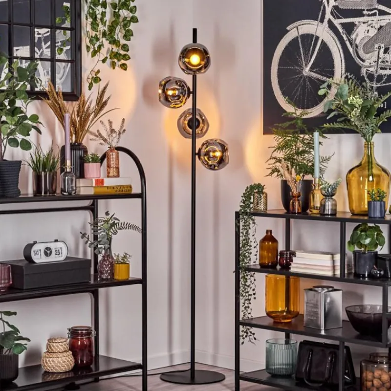 Suspension Verre Fumé-hofstein Ripoll Lampadaire Chrome, Fumé, 4 lumières