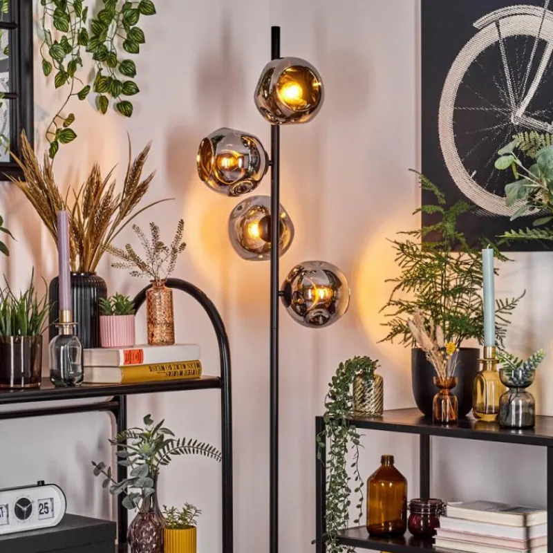 Suspension Verre Fumé-hofstein Ripoll Lampadaire Chrome, Fumé, 4 lumières