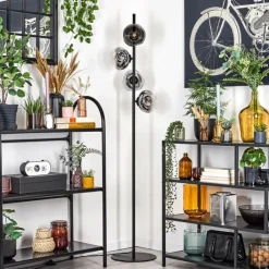 hofstein Ripoll Lampadaire Chrome, Clair, Fumé, 4 lumières