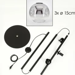 hofstein Ripoll Lampadaire Clair, Fumé, 3 lumières