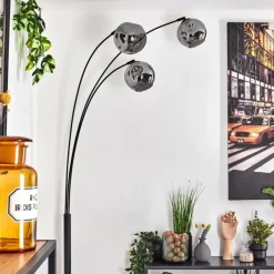 hofstein Ripoll Lampadaire Fumé, 3 lumières