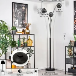 hofstein Ripoll Lampadaire Fumé, 3 lumières