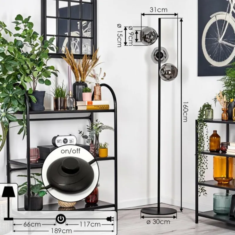 Suspension Verre Fumé-hofstein Ripoll Lampadaire Fumé, 3 lumières