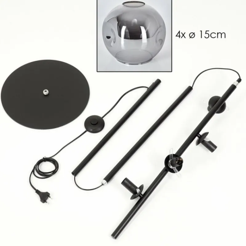 hofstein Ripoll Lampadaire Fumé, 4 lumières