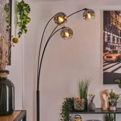 hofstein Ripoll Lampadaire Noir, 3 lumières