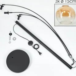 hofstein Ripoll Lampadaire Noir, 3 lumières