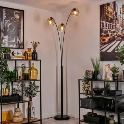 hofstein Ripoll Lampadaire Noir, 3 lumières