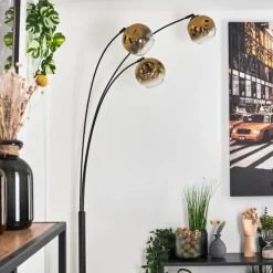 hofstein Ripoll Lampadaire Noir, 3 lumières