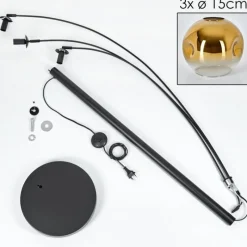 hofstein Ripoll Lampadaire Noir, 3 lumières