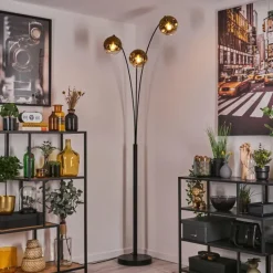 hofstein Ripoll Lampadaire Noir, 3 lumières