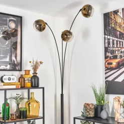 hofstein Ripoll Lampadaire Noir, 3 lumières