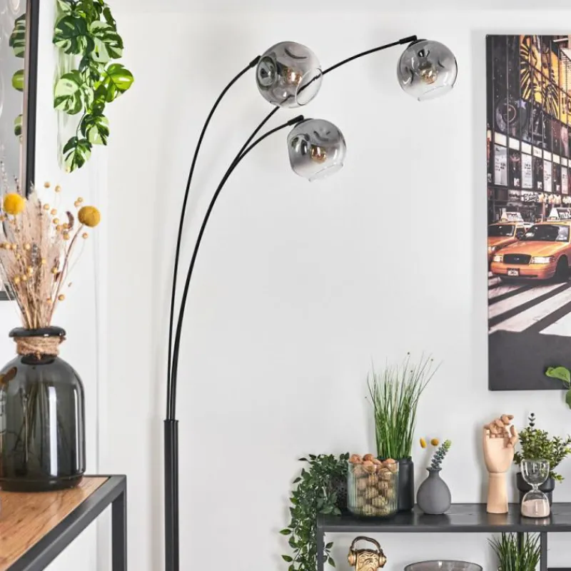 hofstein Ripoll Lampadaire Noir, 3 lumières