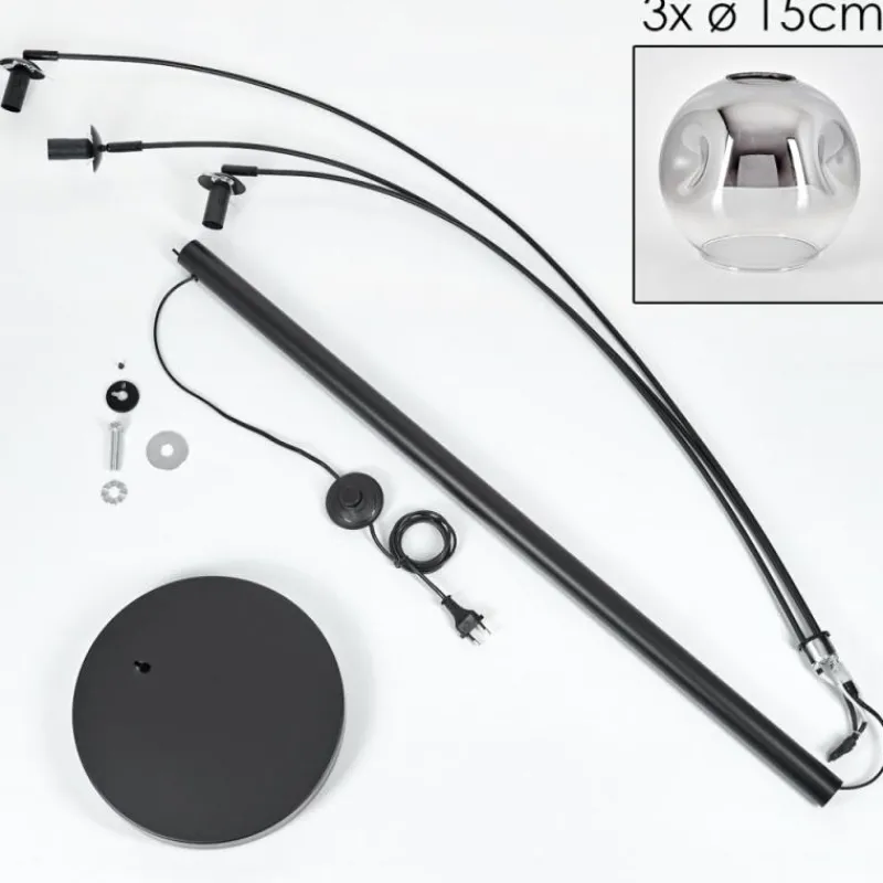 hofstein Ripoll Lampadaire Noir, 3 lumières