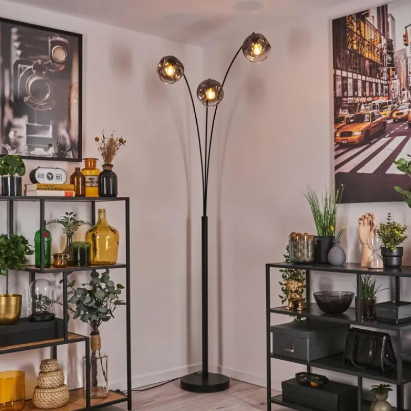 hofstein Ripoll Lampadaire Noir, 3 lumières